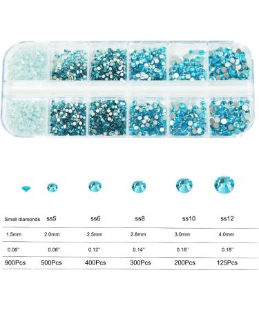 ALOCIAM 2200pcs Crystal Nail Rhinestones SS5-SS12 Crystal Nail Rhinestones Large Water Blue Nail Diamond DIY Nail Decorations Water Blue for DIY Decorations 1HRZ-Water Blue - Buy Online on GoSupps.com