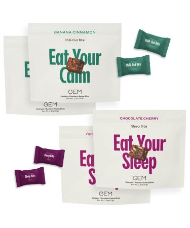 GEM Total Relaxation Bundle Calm & Sleep Bites for Natural Stress Relief and Sleep Support | Magnesium L-Theanine Lemon Balm & Valerian Root | Non-Habit Forming Vegan No Added Sugar