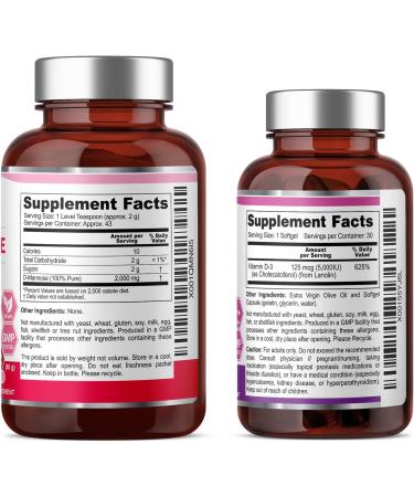 Mannose Powder 2000mg + Free Vitamin D-3 5000 IU Softgels - Urinary Bladder Health Support - Buy Online on GoSupps.com