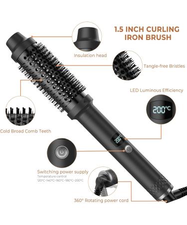 Thermal Brush Ukliss Curling Brush 3 in 1 Heated Round Brush Double PTC 30S Fast Heat Up Hot Brush Dual Voltage Ideal for Travel Straightening Curling Heat Brush for Hair Styling (Black) - Buy Online on GoSupps.com