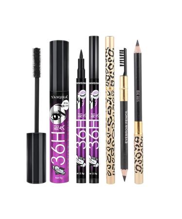 3-Part Eye Make-Up Set for Women | All-in-One Eyebrow Pencil Eyeliner & Mascara - Perfect for Beginners - Violet - Buy Online on GoSupps.com