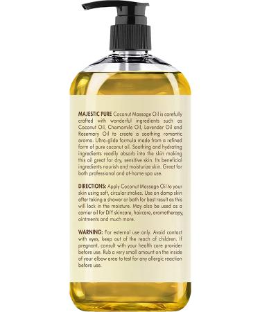 Majestic Pure Coconut Massage Oil - Ultra-Glide Formula for Therapeutic Massages - 8 fl oz (Pack of 2) - Buy Online on GoSupps.com