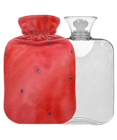 Naanle red watercolor heat bottle with cover transparent hot water bottle 1 l hot water bottle for bed hand feet warmer pain relief heat and cold therapy