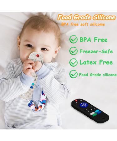 Mgtfbg 2 Pack Soft Silicone Teething Toys for Toddlers Babies 6-12 Months - Remote Control Shape Molar Teether Chew Toys Set Gift - Black Grey (2 Pack) - Buy Online on GoSupps.com