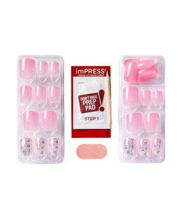 KISS imPRESS No Glue Mani Press-On Nails - Dream It Up Design in Light Pink | Short Wider Squoval Shape | 30 Nails & Accessories Included - Buy Online on GoSupps.com