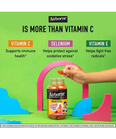 Airborne 500mg Vitamin C + Zinc Immune Support Supplement Gummies for Kids Assorted Fruit Flavor Gluten Free Crafted Blend with Powerful Antioxidants Vitamins C & E 21 Gummies (4 Pack) - Buy Online on GoSupps.com
