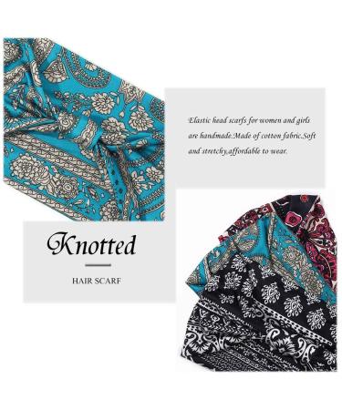 Shop Zoestar Boho Width Terraps - Stylish Black Yoga Headscarves & Vintage-Printed Hair Bands (3 Pieces) for Women & Girls - Buy Online on GoSupps.com