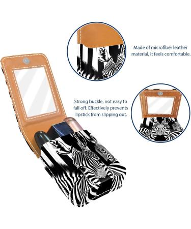 Travel Lipstick Organizer Case - Portable Makeup Bag with Mirror in Zebra Pattern | Perfect for Lipstick Storage - Buy Online on GoSupps.com