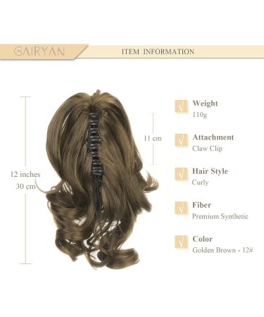 Buy Gairyan 30cm Ponytail Hair Extensions Long Curly Claw Clip-In in Golden Brown | Wavy Synthetic Hair Part Extensions for Women - Buy Online on GoSupps.com