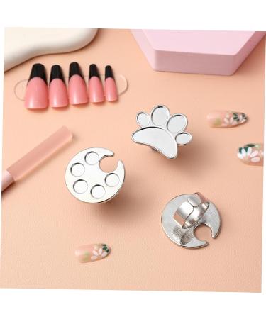  FOMIYES FOMIYES 4 Pcs Nail Ring Pallet Finger Ring Nail Gel Polish Mixing Tray Holders (Silver) - Buy Online on GoSupps.com