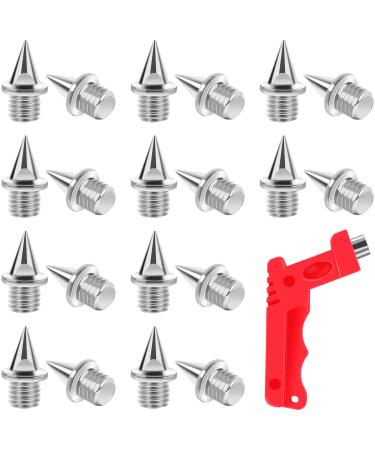 AUGSUN 20pcs 1/4inch Hard Steel Track and Cross Country Spikes with Spike Wrench, Replacement Spikes for Sprint Sports Short Running Shoes Silver