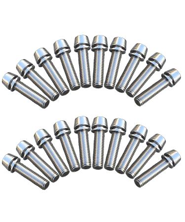 ONIPAX M5x20mm Bike Allen Hex Tapered Stainless Bolts Screws with Washer for MTB STEM 20 Pcs