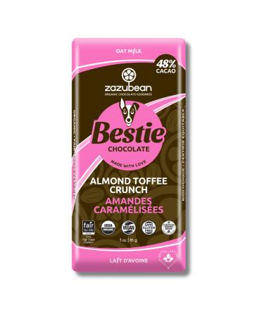 Zazubean SUPERFOODS Chocolate bars - Organic Vegan Fair trade Gluten free Soy Free (Almond Toffee Crunch)