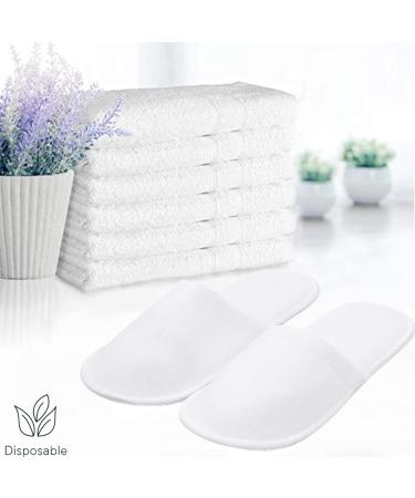 AhFulife Spa Slippers for Hotel & Travel - 10 Pairs of Closed-Toe White Slippers for Men & Women (Size 8-9.5 US) - Buy Online on GoSupps.com