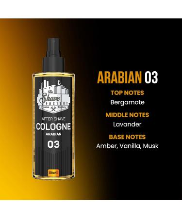 the shave factory After Shave Cologne Series (03 Arabian 250ml (8.45 fl. oz)) 03 Arabian 8.45 Fl Oz (Pack of 1) - Buy Online on GoSupps.com