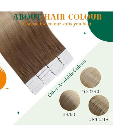 Easyouth Ombre Tape in Hair Extensions - Golden Brown to Golden Blonde - Remy Human Hair - 16 Inch 40g 20Pcs - Buy Online on GoSupps.com