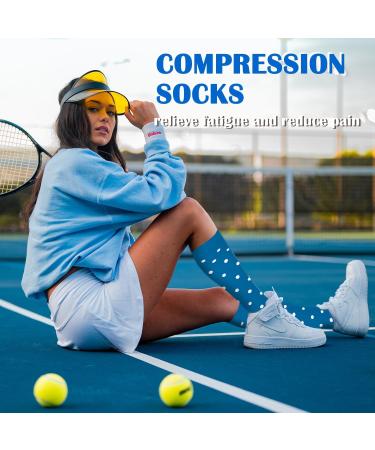 Buy Actinput Compression Stockings for Men & Women - 4 Pairs Colorful Support Socks for Sports Travel & Nursing - Blue S-M - Buy Online on GoSupps.com