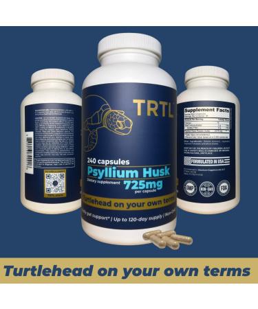 TRTL Psyllium Husk Capsules 240ct | Fiber Supplement for Gut Health Support & Digestive Regularity | Packaged & Tested in USA Non-GMO | 2.2g Fiber per Serving - Buy Online on GoSupps.com