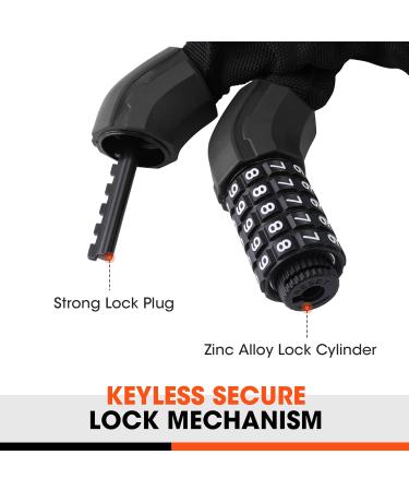 Valuemax Bicycle Lock - 100cm Chain Lock with 5-Digit Resettable Number Code | 8mm Thick Hardened Steel | Secure for Bicycles E-Bikes Motorcycles & Glass Doors - Black - Buy Online on GoSupps.com