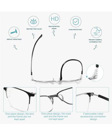 5 Pack Half Frame Reading Glasses for Men & Women - Lightweight Blue Light Blocking Readers - 2.0 Diopters - Black Grey Red Brown Purple - Buy Online on GoSupps.com
