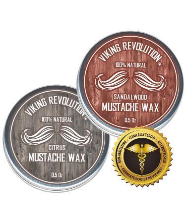 Mustache Wax 2 Pack - Strong-Hold Beard & Moustache Wax for Men - Citrus & Sandalwood Scent - 0.5 Ounce (Pack of 2) - Buy Online on GoSupps.com