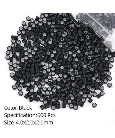 Vlasy 600 Pcs Silicone Micro Rings for I Tip Hair Extensions 4mm Micro Nano Beads Micro Links Hair Beads (Black) Micro-4mm-600Pcs Black - Buy Online on GoSupps.com