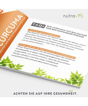 Organic Curcuma Capsules with Ginger - 270 High-Dose Turmeric Capsules with Organic Pepper - 231 mg Pure Curcumin - Vegan & Lab-Tested in Germany - Nutravita - Buy Online on GoSupps.com