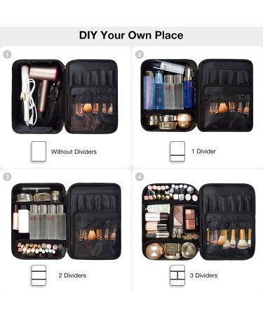 Large Makeup Bag BAGSMART Travel Cosmetic Case with Clear Toiletry Pouch | Double Layer Organizer with Adjustable Dividers | Portable Artist Storage Bag | Black & White Stripes - Buy Online on GoSupps.com