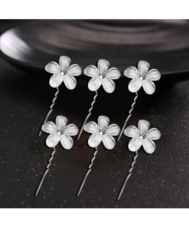 White Bridal Hairdressing Set 4 Pieces with 6 White Hair Pins Wedding Accessories Bridal Hair Pin Combs Floral Hair Pins Jewelry - Buy Online on GoSupps.com