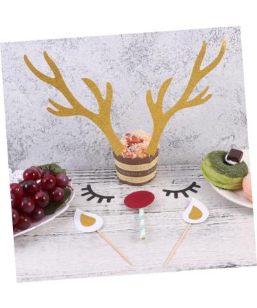 Didiseaon 10 Sets Glitter Outfit Cocktail Garnish Birthday Cake Topper Christmas Reindeer Cupcake Topper Christmas Toppers Antler Flash Plug-in Baking Paper Insert Card Child Top Hat - Buy Online on GoSupps.com