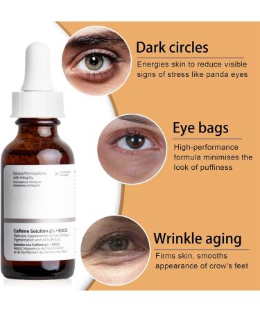 2PCS Caffeine Solution 5%+EGCG Eye Serum Caffeine Eye Serum Caffeine Eye Cream Anti Aging Under Eye Cream for Dark Circles and Puffy Eyes Instant Wrinkle Remover Eye Bag Removal Fade Fine Line 30ML - Buy Online on GoSupps.com