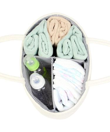 Casaphoria Large Baby Diaper Caddy Organizer - Nursery Storage Bin for Boys & Girls | Car Organizer - Cotton Rope Basket Portable Bag | Baby Shower Gift (White/Yellow 15.5 x10 x7) - Buy Online on GoSupps.com