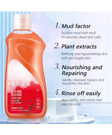 Mud Rub Exfoliating Whitening Gel with Bath Sponge - Skin Brightening Mud Rubbing Artifact (Peach) - Buy Online on GoSupps.com