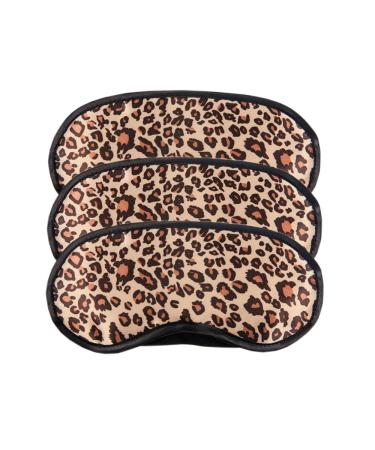 3 Pack Sleep Mask Leopard Eye Masks Shade Cover for Sleeping Shift Work Naps Travel Pouch Night Blindfold Airplane Relaxing Eyeshade Cover with Nose Pad for Men Women Kids