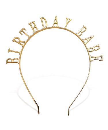 XS Accessories Unique Fun Tiara and Party Hat Alternative Shiny Smooth Golden Birthday Babe Headband