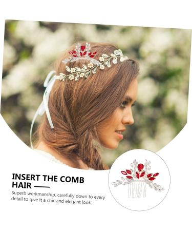 Angoily Bridal Hair Comb Tiara Bride Insert Comb Hair Accessories for Women Wedding Hair Combs for Women Pearl Rhinestone Hair Comb Rhinestones Decorate Women's Modeling Red - Buy Online on GoSupps.com