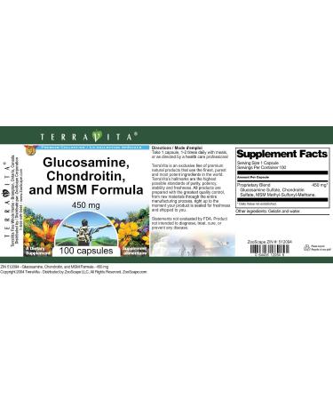 Glucosamine Chondroitin and MSM Formula - 450 mg (100 Capsules ZIN: 512094) - 3 Pack - Buy Online on GoSupps.com
