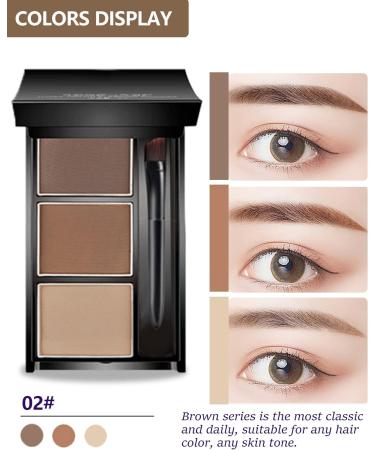 Eyebrow Powder Makeup Kit-3 Colors Eye Brow Tinted Powder Palette Long-Lasting Waterproof Dark/light Brown Brow Filler Fill & Sculpt Full Eyebrows for Women With Mirror Brow Brush & Tool-Set 02 - Buy Online on GoSupps.com