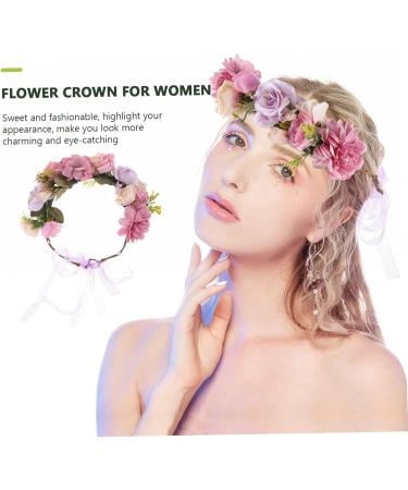 MAGICLULU Bridal Flower Headband Wedding Headband Headband Flower Headband Hair Scrunchies for Hair Ties for Girls Elastic Hair Bridesmaid Pp Accessories Purple Flowers - Buy Online on GoSupps.com