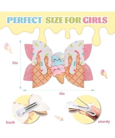 Ice Cream Hair Bows for Girls - 4 Pcs Glitter Hair Clips - Sparkly Alligator Toddler Bows for Birthday Party - Kids Hair Accessories - Buy Online on GoSupps.com