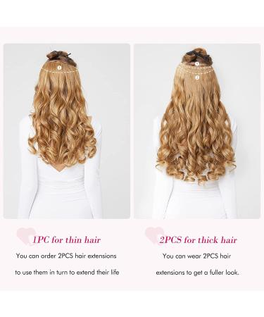 REECHO Invisible Wire Hair Extensions 20 Inch- Chestnut Brown with Blonde Highlights | Adjustable Size, Removable Clips, Curly Wavy Secret Hairpiece for Women - Buy Online on GoSupps.com