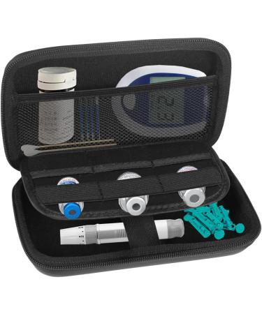 Diabetic Supplies Travel Case - Small Eva Hard Storage Bag for Glucose Meter & Medication - Black Diabetes Testing Kit Organizer - Buy Online on GoSupps.com