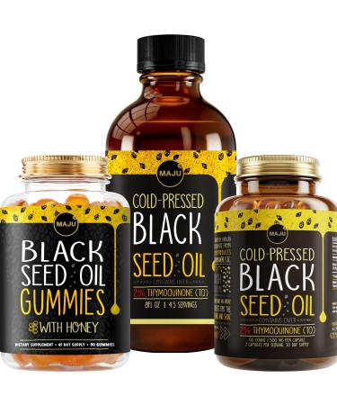 Maju Superfoods Black Seed Oil 3-in-1 Bundle Gummies Capsules & Liquid