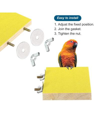 Patikil Bird Perch Stand - Wooden Playground for Small Birds Parrots & Lovebirds | Paw Grinding & Cage Accessories in Yellow - Buy Online on GoSupps.com