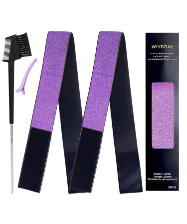2PCS Elastic Bands for Wig Wig Band Lace Melting Band Lace Band Edge Band Edge Wrap to Lay Edges Wig Band for Melting Lace (2pcs - Purple)