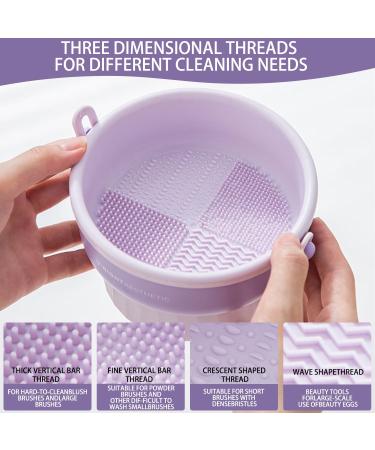 Gunyoo Makeup Brush Cleaner Mat & Bowl 3-in-1 | Air Dry Storage Tool | Violet Cosmetics Organizer - Buy Online on GoSupps.com