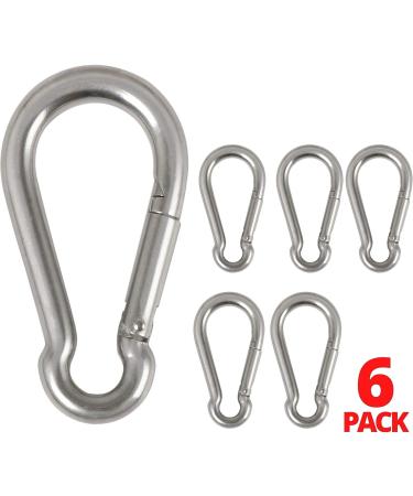 6 Pack of 2 1/4 Inches Stainless Steel Safety Spring Snap Hook Carabiner  Multi-Purpose Heavy Duty Stainless Steel Carabiner Clips for Keys Swing Set Camping Fishing Hiking Traveling - Buy Online on GoSupps.com