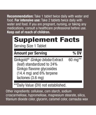 Nature's Way Ginkgold 60 mg - 150 Tablets for Memory & Cognitive Support - Buy Online on GoSupps.com