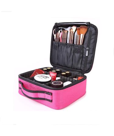 Make-up bag with a brush waterproof make-up storage bag for cosmetic organizers large-volume storage box for toilet articles with adjustable compartments (violet red)