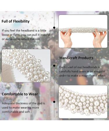 Hapdoo White Pearl Headband for Women - Puffy Padded Hairband with Faux Pearl - Wedding, Bride, Fashion Accessory - Wide Beaded Bling Hair Hoop for Birthday - Buy Online on GoSupps.com